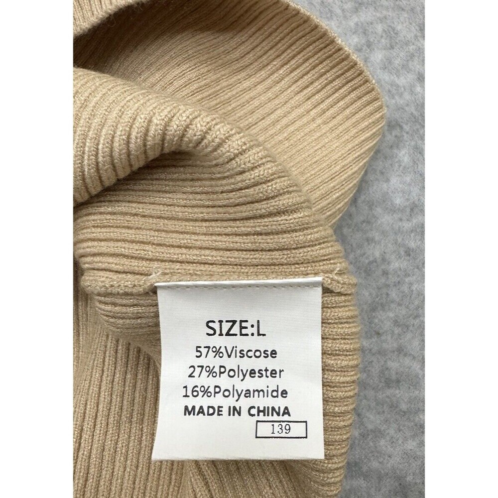 Dokotoo‎ Womens Knit Top Size Large Tan With Black Trim Eyelet Sleeves - Picture 4 of 4